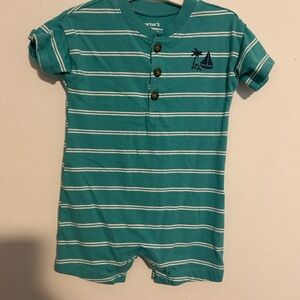 Carter's Aqua Striped Bodysuit with Sailboat